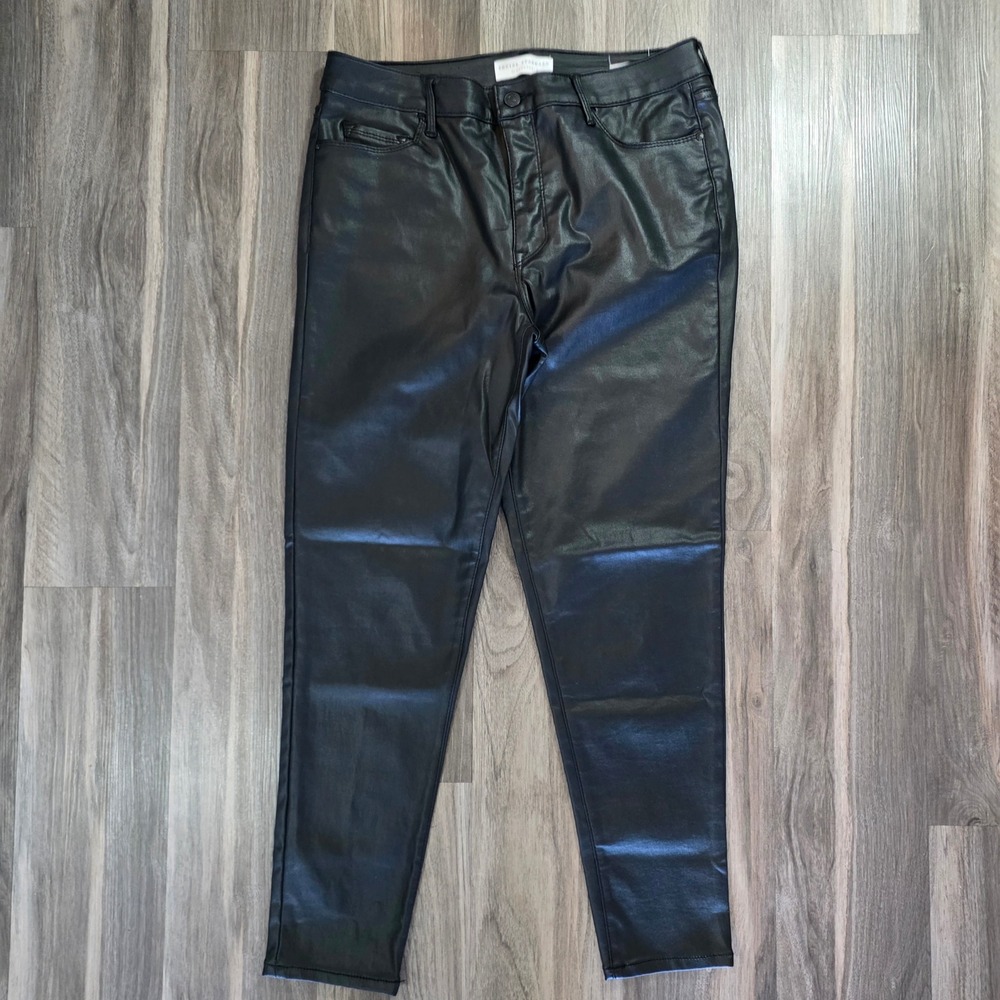 Social Standard by Sanctuary Womens Black Coated Ankle Skinny Pants Size 12